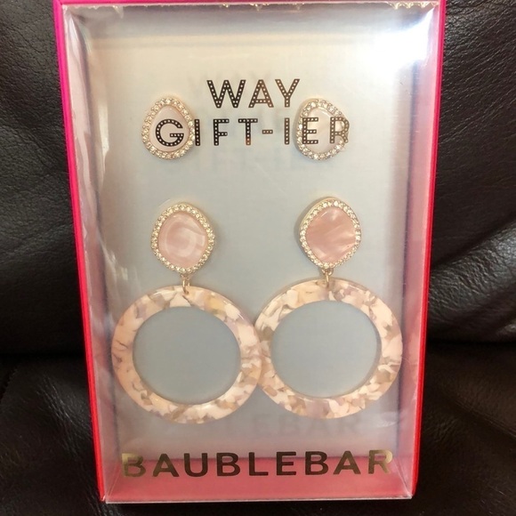Baublebar 2 Pairs Pink/Peach Earrings NWT in Box - Picture 2 of 4